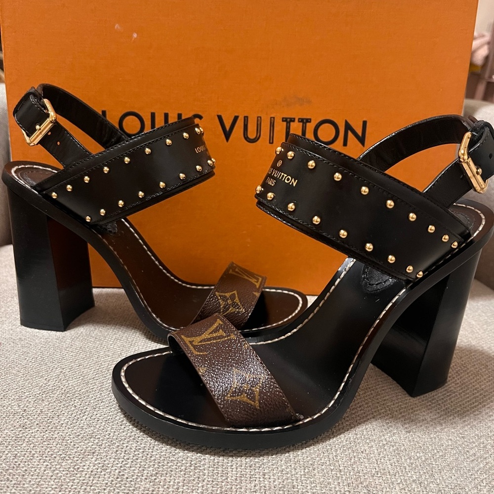 Louis Vuitton Women's Black and Brown Sandals - Picture 3 of 4